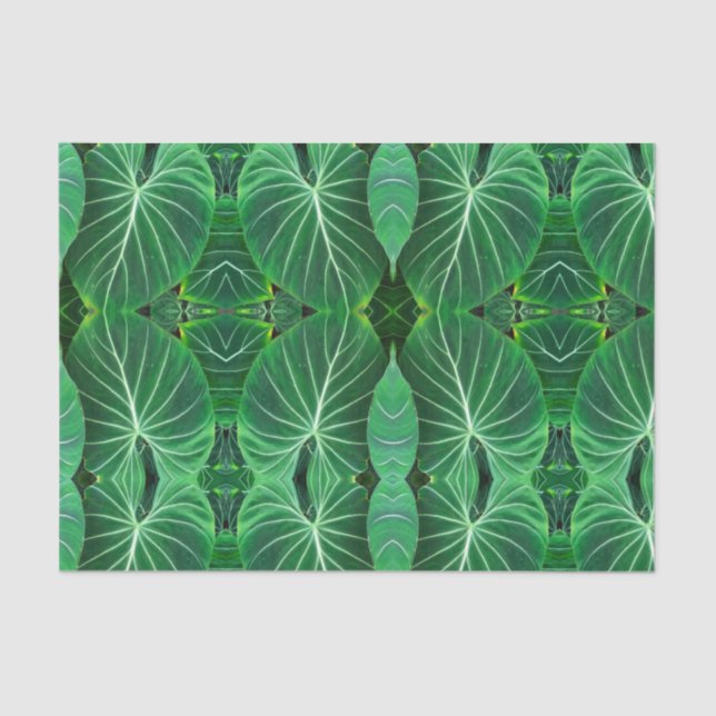 Tropical green leaves jungle leaves rain forest tissue paper (Front)