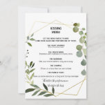 Tropical Green Leaves Kissing Menu<br><div class="desc">This tropical green leaves kissing menu is perfect for a simple wedding reception. The design features hand-painted beautiful green leaves,  adorning a gold geometric frame.</div>