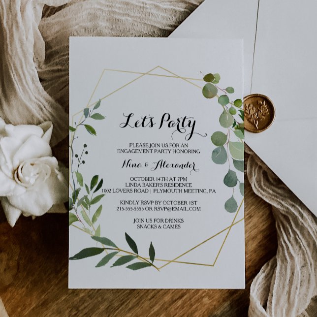Tropical Green Leaves Let's Party Invitation (Creator Uploaded)
