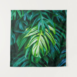 Tropical green leaves on dark background, nature s tapestry