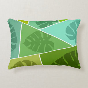 TROPICAL GREEN LEAVES PATTERN DECORATIVE CUSHION
