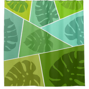 TROPICAL GREEN LEAVES PATTERN  SHOWER CURTAIN
