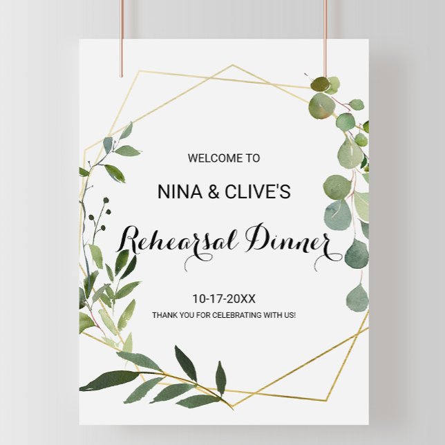 Tropical Green Leaves Rehearsal dinner Welcome Poster (Creator Uploaded)