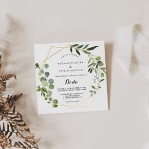 Tropical Green Leaves Spanish Wedding Invitation