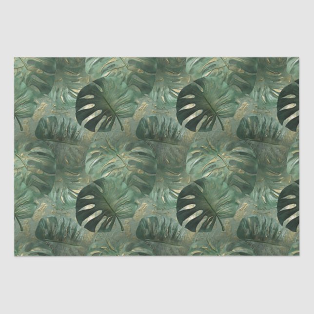 Tropical Green Leaves Tissue Paper (Front)