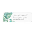 Tropical Green Leaves Watercolor Return Address