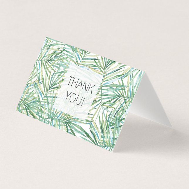 Tropical Green Leaves Watercolor Thank you (Front)