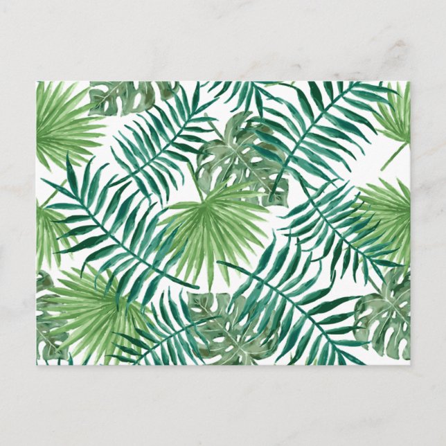 Tropical Green Leaves Watercolour Postcard (Front)
