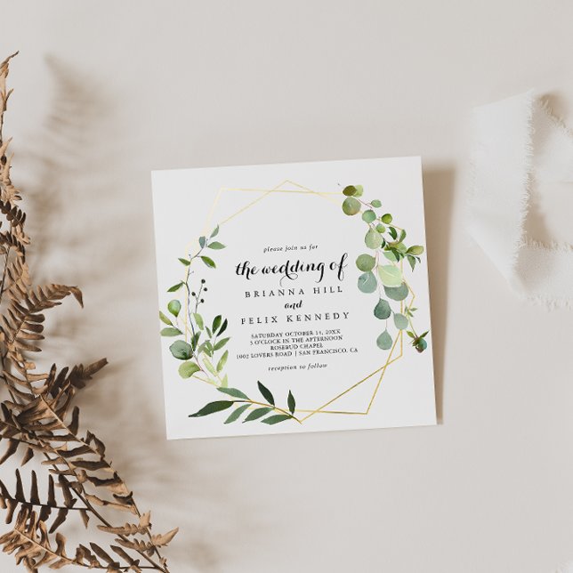 Tropical Green Leaves Wedding  Invitation (Creator Uploaded)