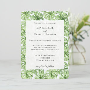 Tropical Green Leaves Wedding Invitation