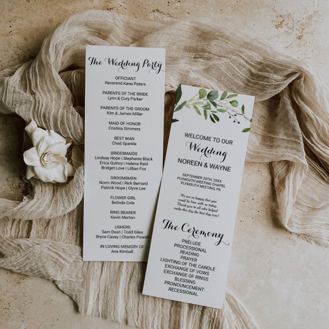 Tropical Green Leaves Wedding Program Programme (Creator Uploaded)