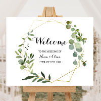 Tropical Green Leaves Welcome Wedding