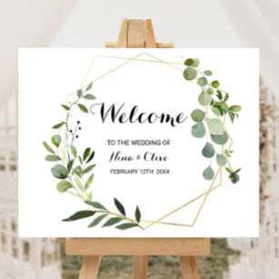 Tropical Green Leaves Welcome Wedding Poster