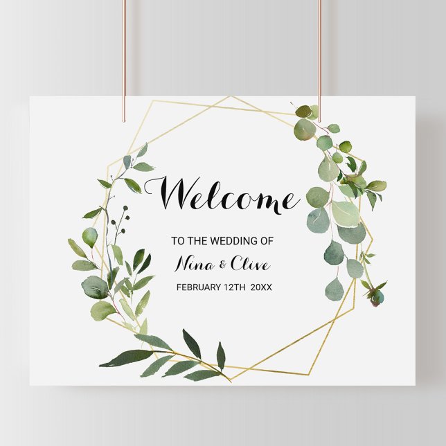 Tropical Green Leaves Welcome Wedding Poster (Creator Uploaded)