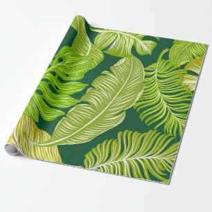 tropical green leaves wrapping paper