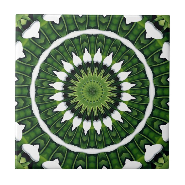 Tropical Green Mandala Tile (Front)