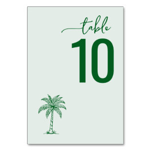 Tropical Green Minimalist Table Number Sign