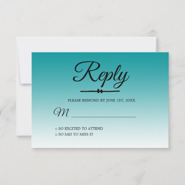 Tropical Green Ombre Sweet 16 RSVP Invitation (Front)