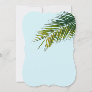 Tropical Green Palm Frond on Light Blue Card
