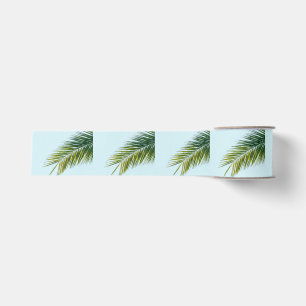 Tropical Green Palm Frond on Light Blue Grosgrain Ribbon