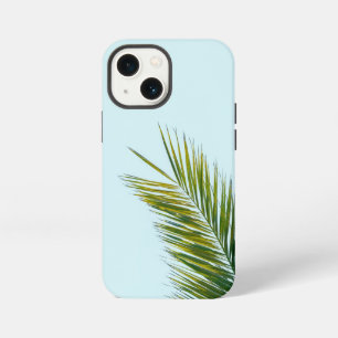 Tropical Green Palm Frond on Light Blue iPhone 13 Mini Case