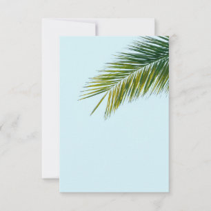 Tropical Green Palm Frond on Light Blue Thank You Card