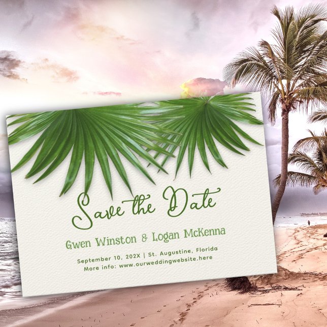Tropical Green Palm Fronds Save the Date (Creator Uploaded)