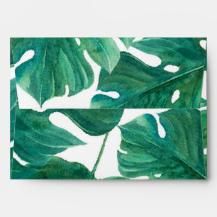 Tropical Green Palm Leaf Hawaiian Summer Wedding Envelope