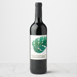 Tropical Green Palm Leaf Hawaiian Summer Wedding Wine Label