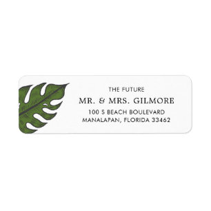 Tropical Green Palm Leaf Wedding Return Address