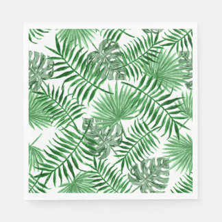 Tropical Green Palm Leaves Summer Art Pattern Napkin