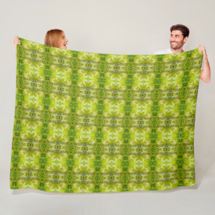 Tropical green palm leaves sunlight pattern fleece blanket