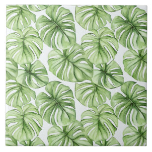Tropical Green Palm Leaves  Tile