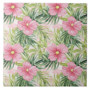 Tropical Green Palm Leaves  Tile