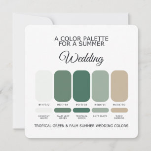 Tropical Green Palm Summer Wedding Palette Card