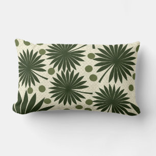 Tropical Green Palm Tree Art Lumbar Cushion