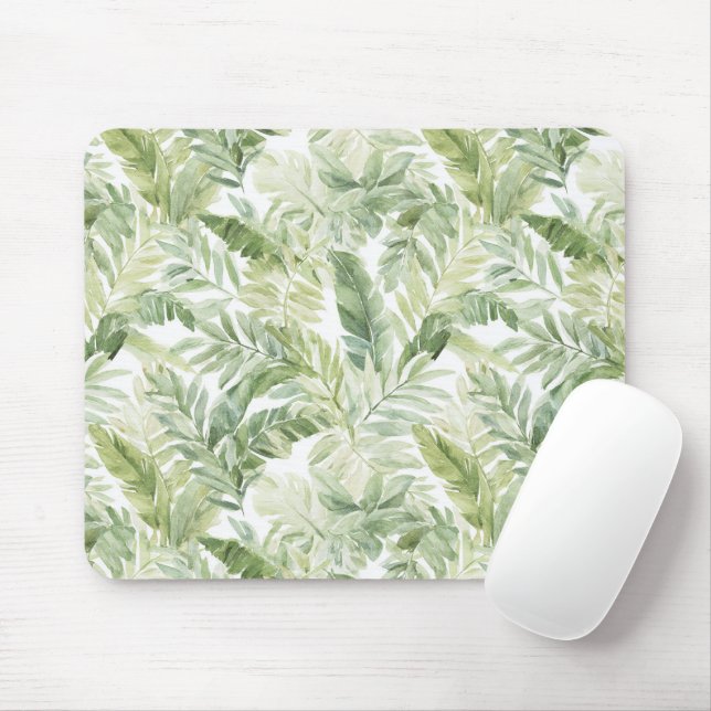 Tropical Green Palm Tree Leaves Mouse Mat (With Mouse)