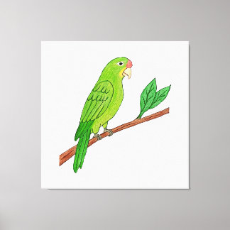 Tropical green parakeet canvas print