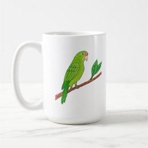 Tropical green parakeet coffee mug