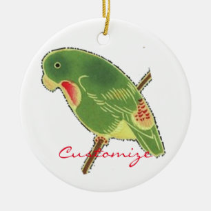 Tropical Green Parakeet Thunder_Cove Ceramic Tree Decoration