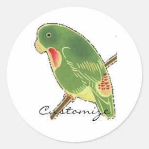 Tropical Green Parakeet Thunder_Cove Classic Round Sticker