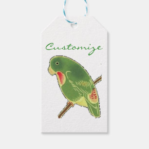 Tropical Green Parakeet Thunder_Cove Gift Tags
