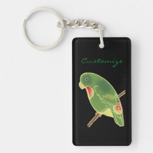 Tropical Green Parakeet Thunder_Cove Key Ring