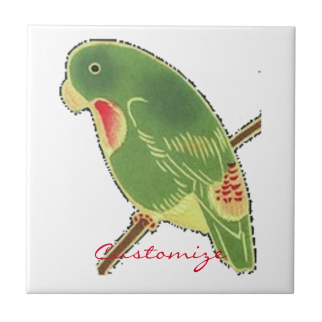 Tropical Green Parakeet Thunder_Cove Tile (Front)