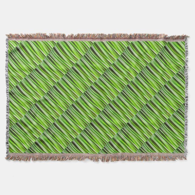 Tropical Green Riverweed Throw Blanket (Front)