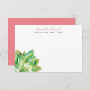 Tropical Green Succulent Personalised Thank You Card