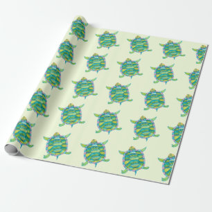 Tropical green turtles wrapping paper