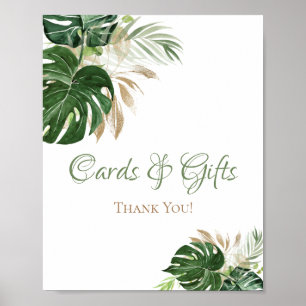 Tropical Green Watercolor Palm Leaves Wedding Sign