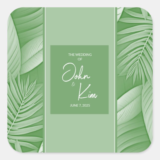 Tropical Green Wedding Sticker (Front)