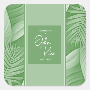 Tropical Green Wedding Sticker